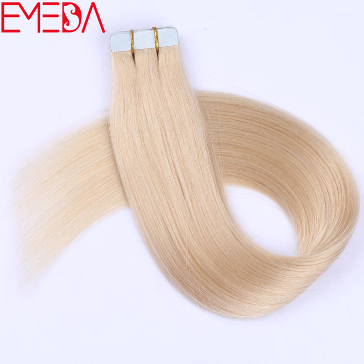 White blonde color 60 virgin cuticle tape human hair extensions suppliers EMEDA yj275